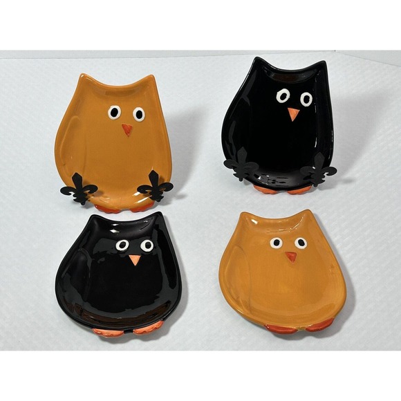 Tag Other - Set/4 RETIRED‎ 6 3/8” Night Owl Snack Appetizer Plates